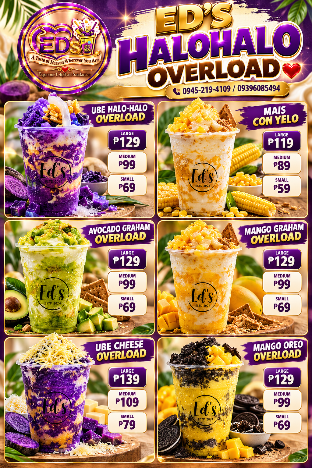 Ed's signature Halo-Halo Overload menu